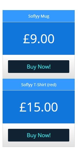 Pricing table displayed in responsive mode