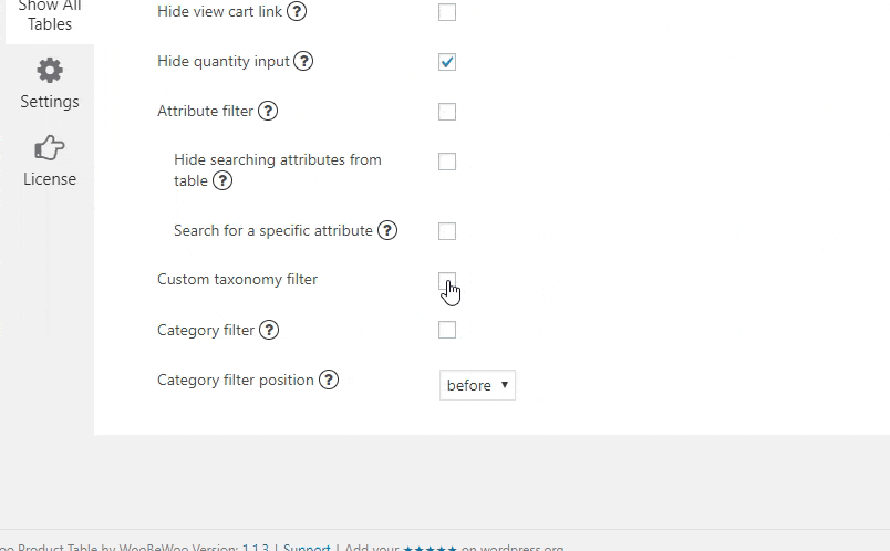 Custom taxonomy filter