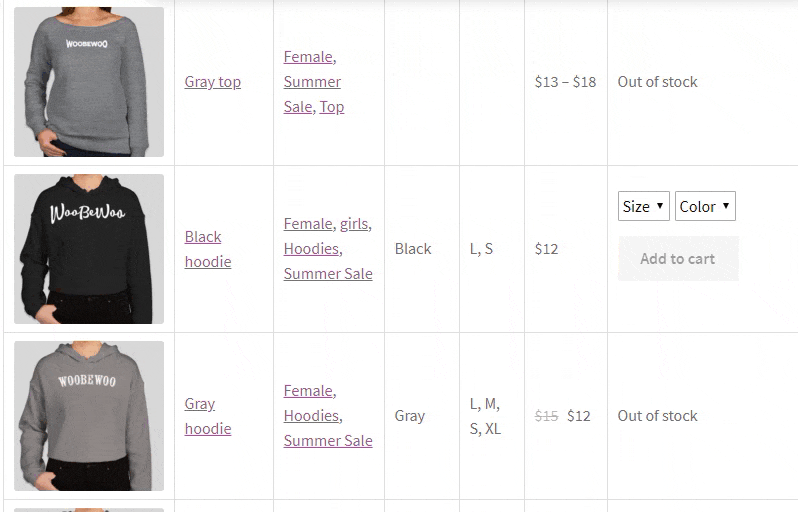 Hide out of stock items feature