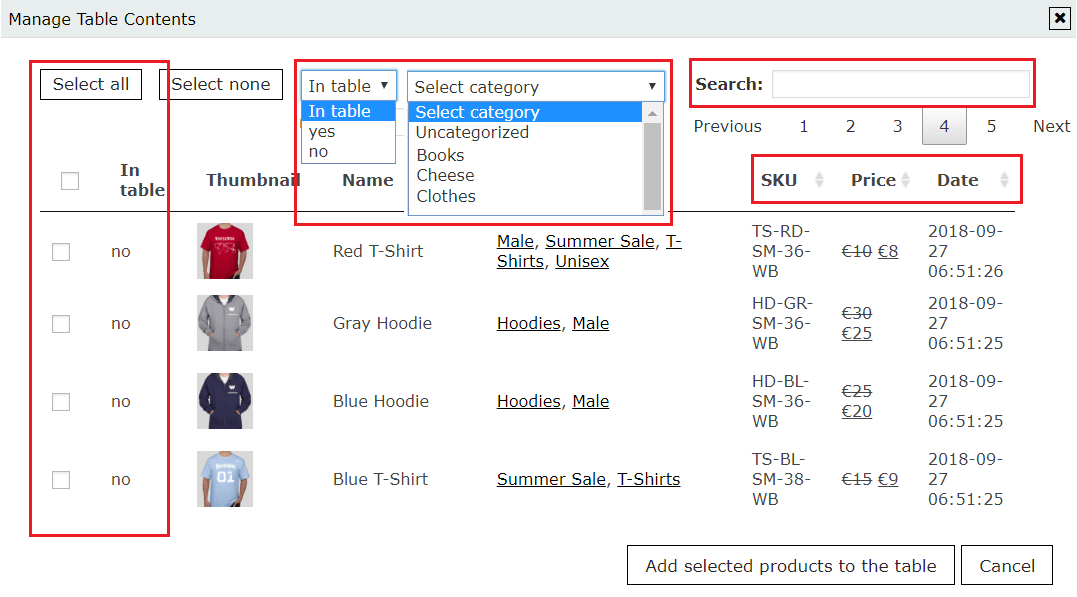 add products