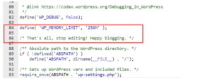 code for increase mamory in wordpress article
