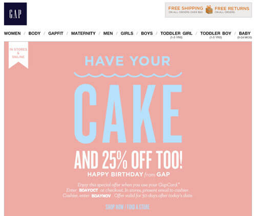 Discount Birthday email