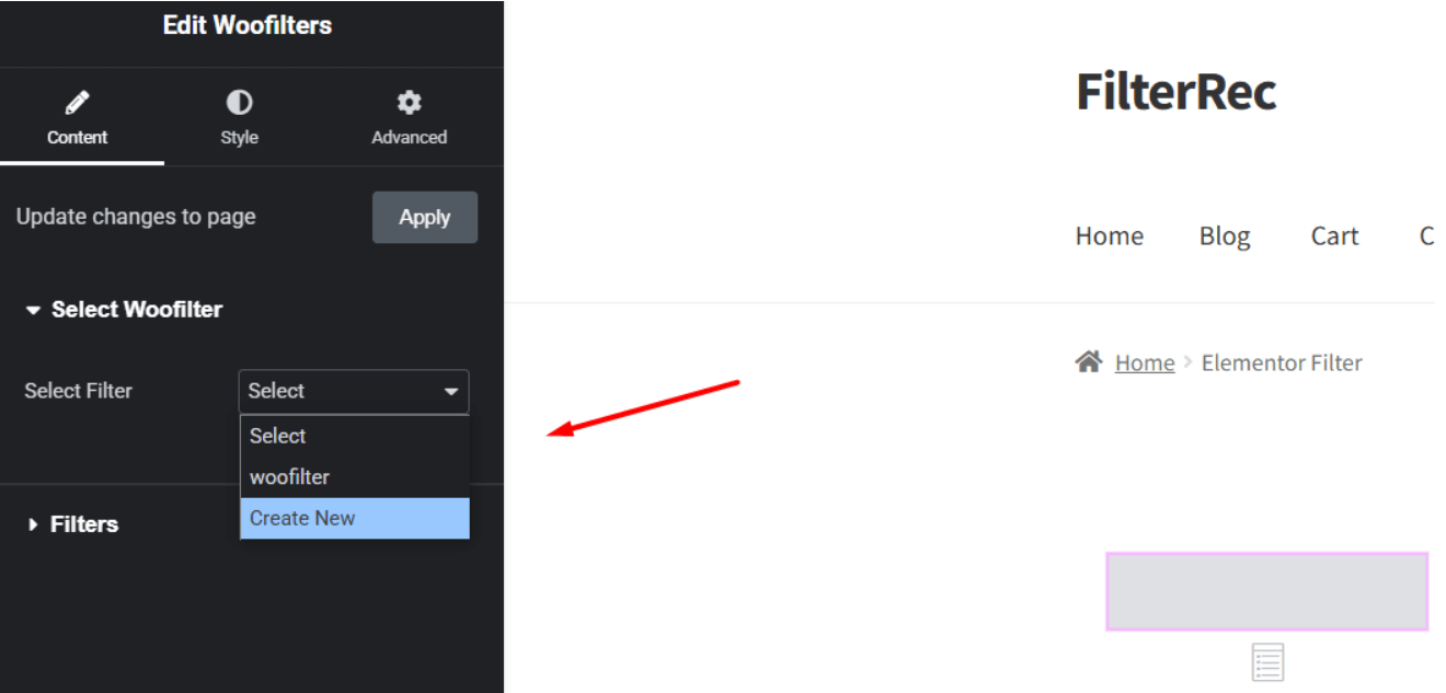 Creating new filter