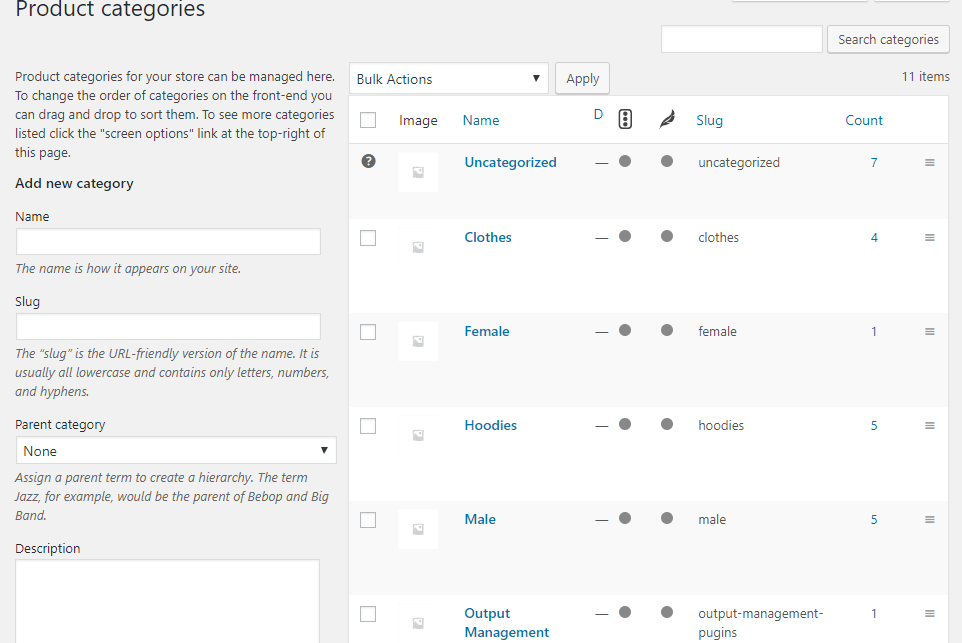 product categories