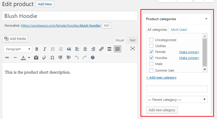 woocommerce product categories