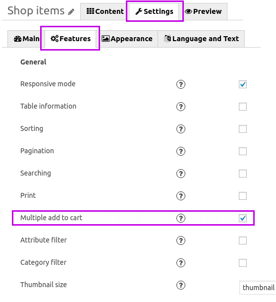 Enabling the Multiple add to cart option