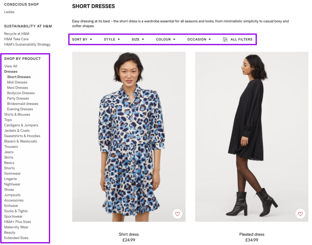 Specific filters - H&M