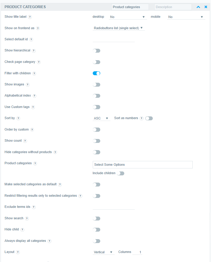 Filter category
