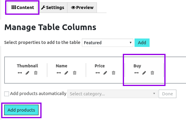 content tab