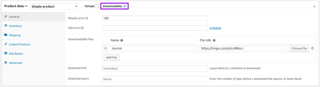 product data block
