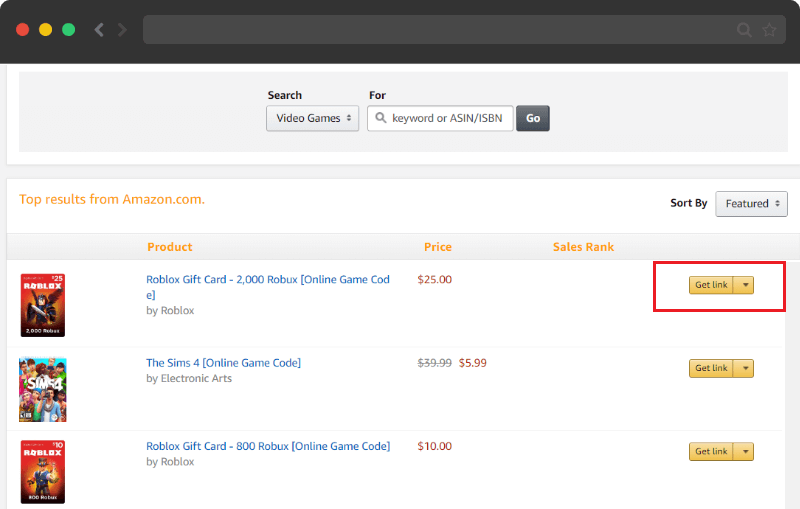 Amazon affiliates website