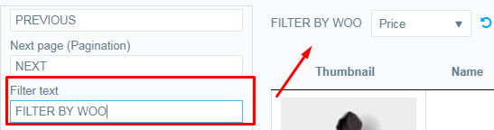Filter text