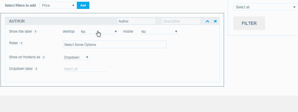 Author Filter Options