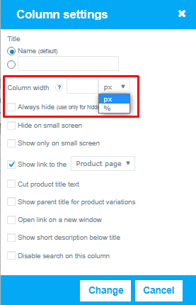 Settings Column Widths