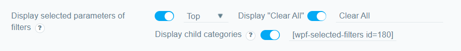 Display selected parameters of filters