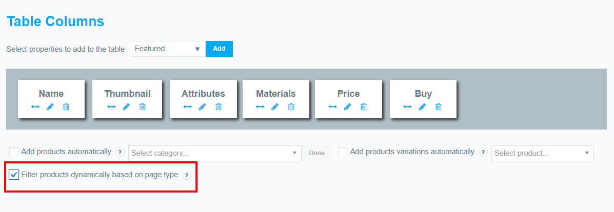 Filter products dynamically