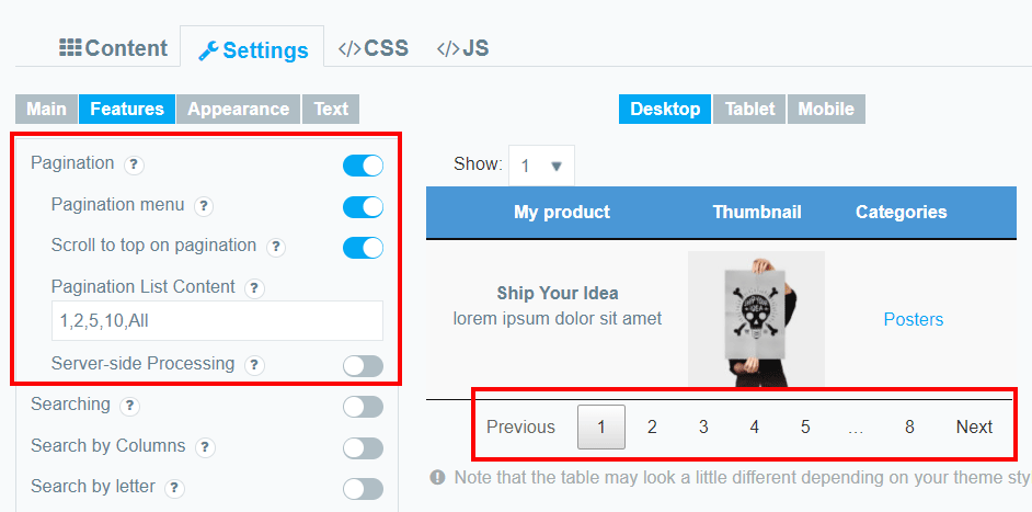 Pagination