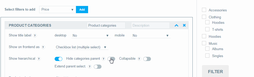 product category filter