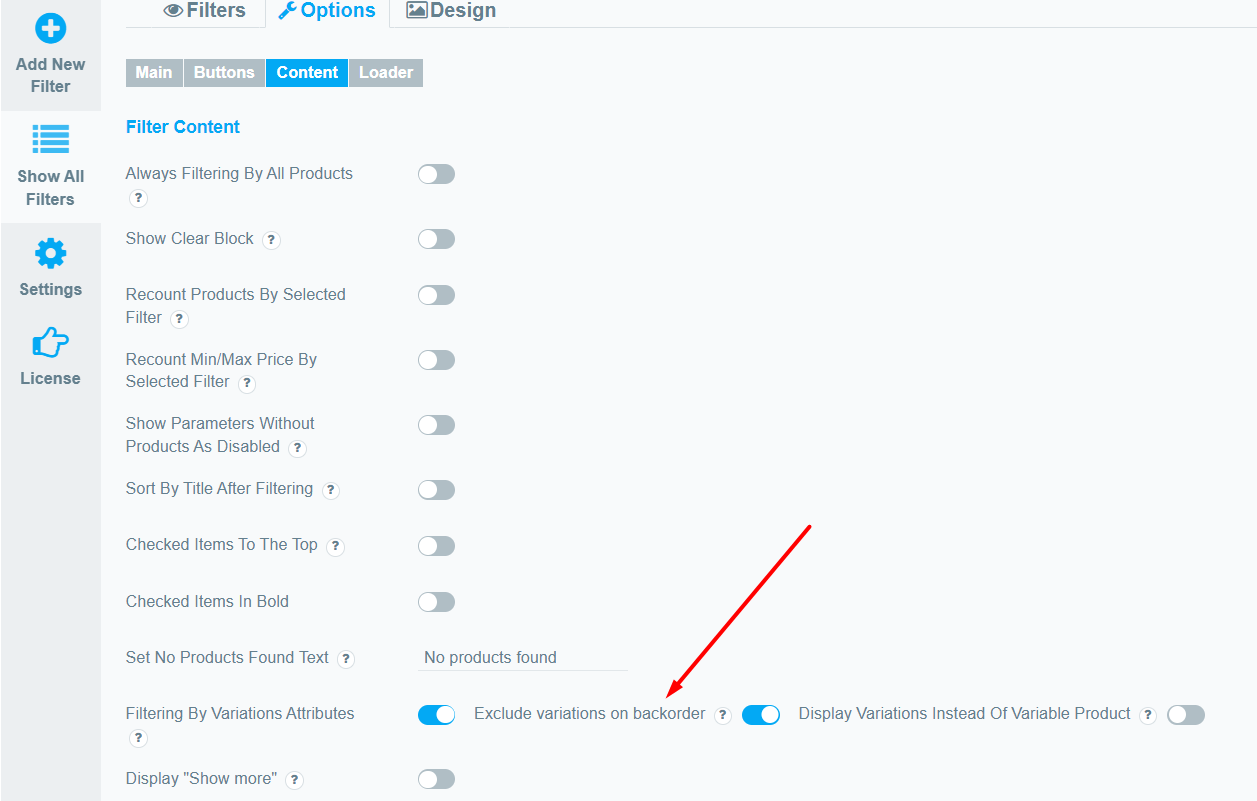 product filter