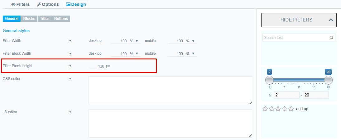Filter Block Height