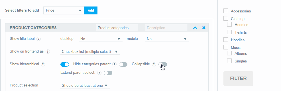 Product categories 
