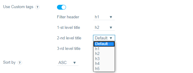Filter product categories