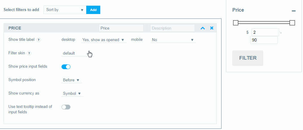 Filter Skin Settings