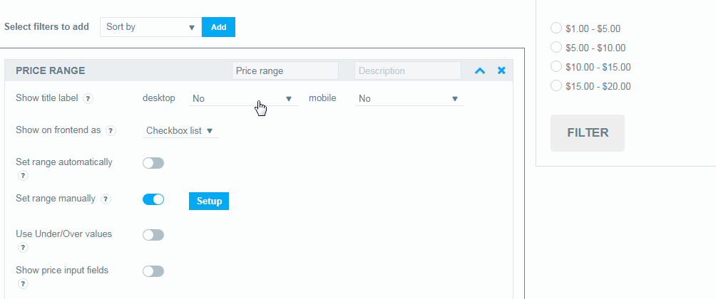 options filter