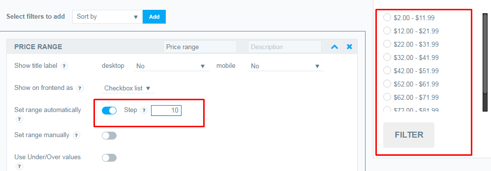 Set range automatically.