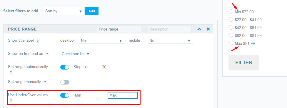 price filter customize