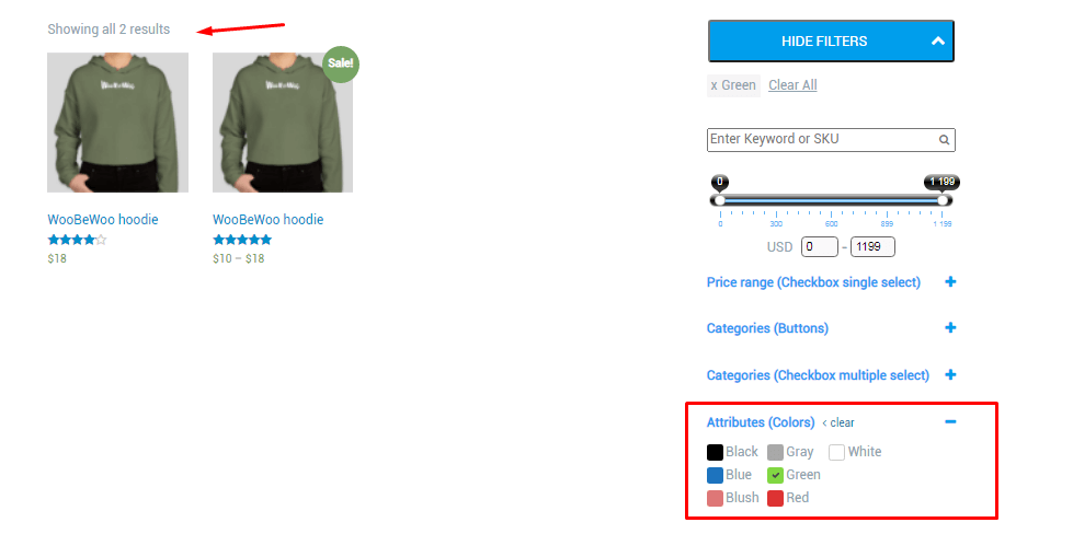 How to filter Products by Colors