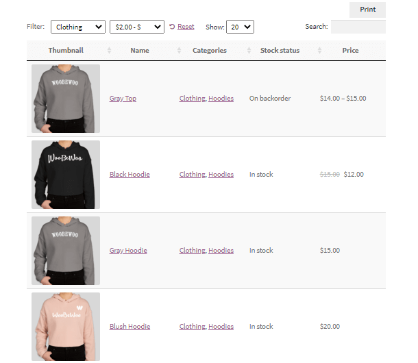 effective price list