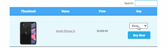 Display options as drop-down