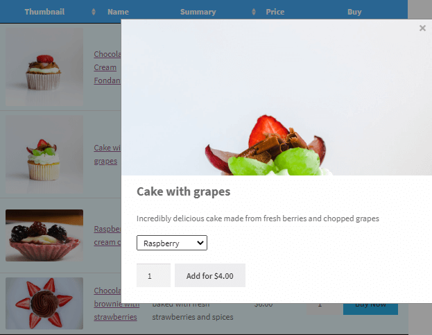 Select options in pop-up