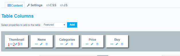 Column options