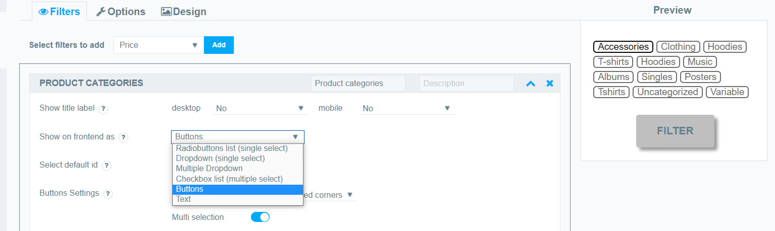Category filter 