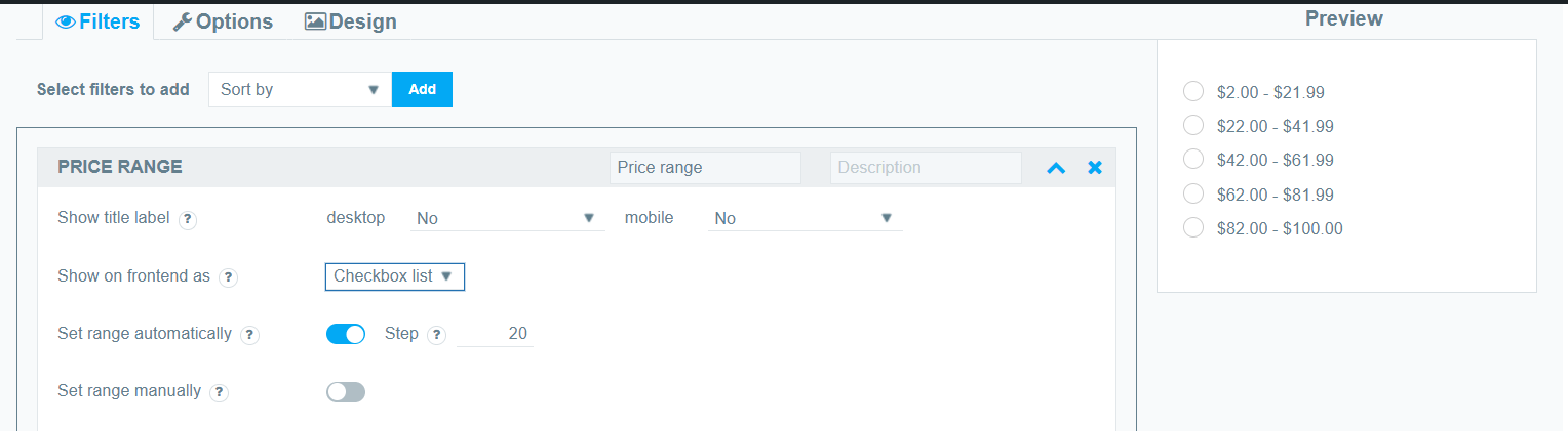 Price range