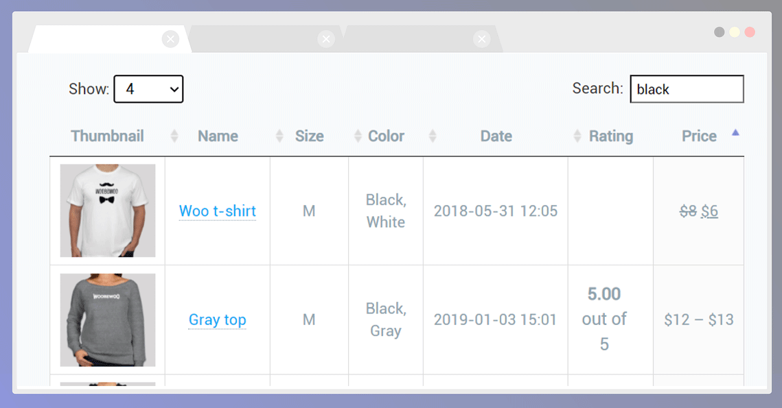 search and filter