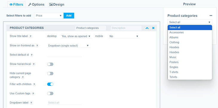 Dropdown filter
