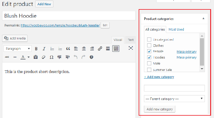 Add the Category to product