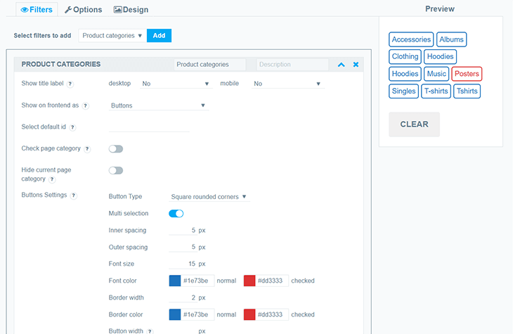 Customize Category Filters