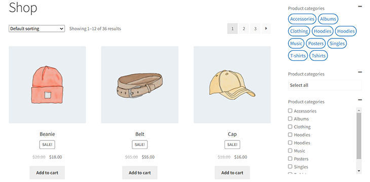 Way to add category filters