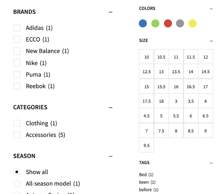 WooCommerce built in filters