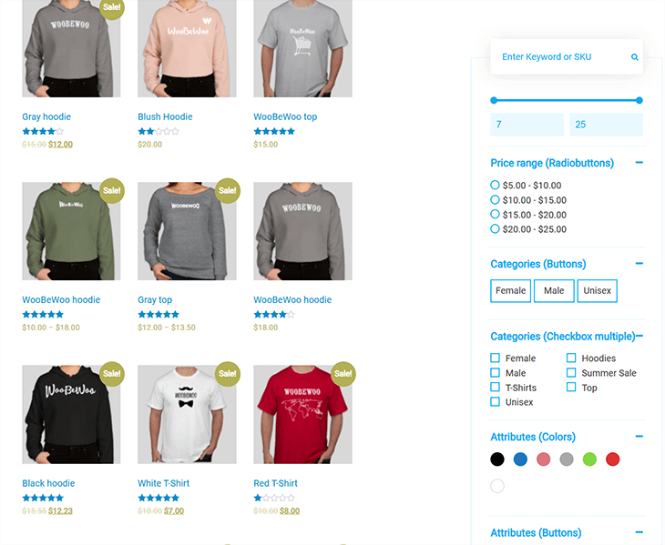 Product Filter Sidebar Example