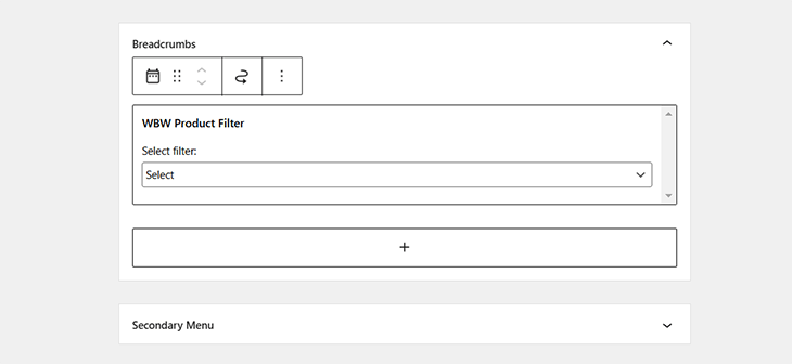 Wordpress widgets page