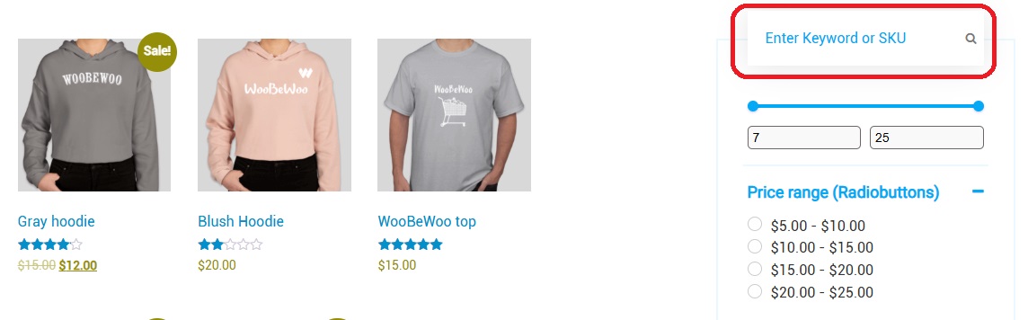 Woocommerce Product Filter Plugin- Search by Keyword or SKU