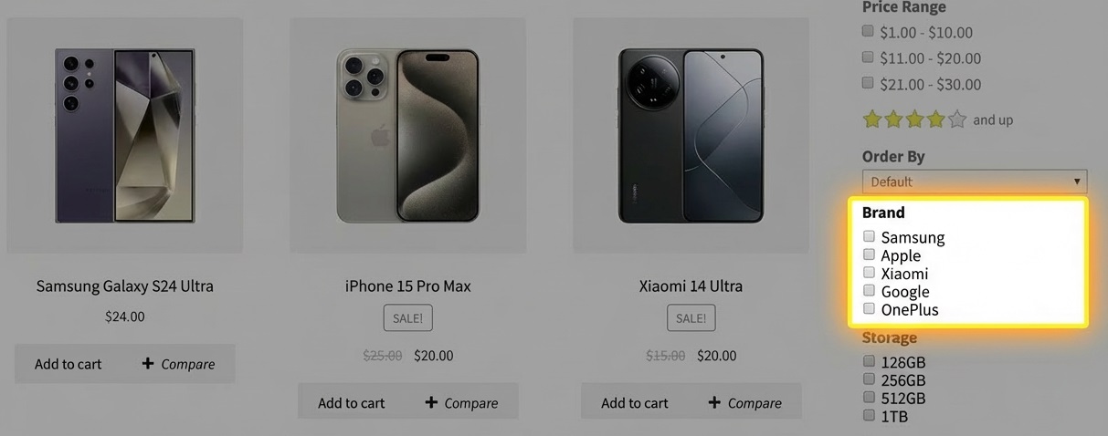 Filter by Brand - Product Filter for WooCommerce Tech and electronic Stores