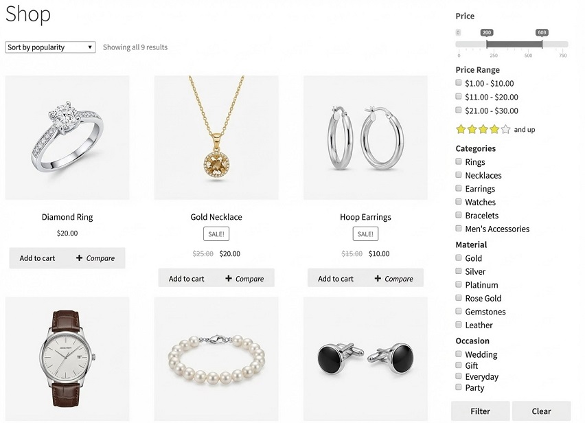 Jewelry & Accessories Filter Plugin for WooCommerce