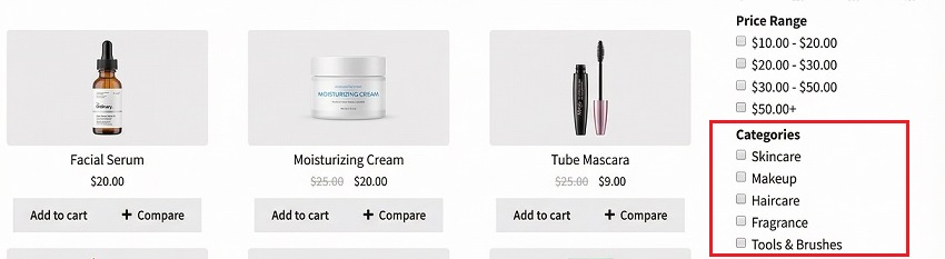 Product Filter for WooCommerce Beauty Stores - filter by Product Type category