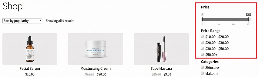 Product Filter for WooCommerce Beauty Stores - filter by price
